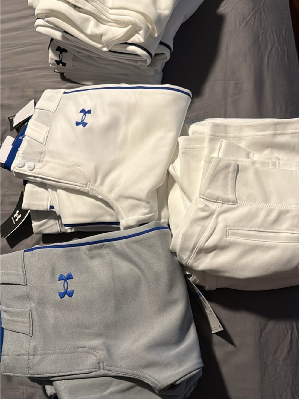 Under Armour White and Blue Baseball Pants Set